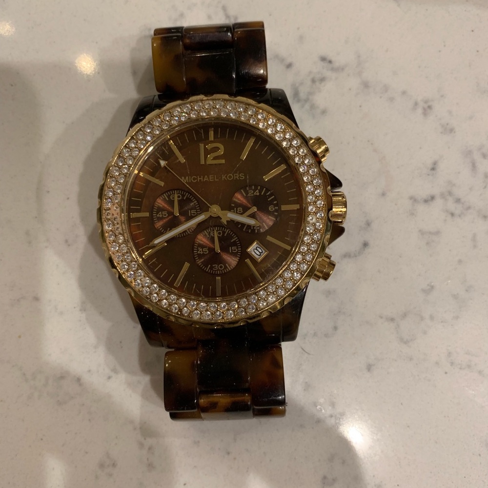 Michael kors tortoise shell large face watch